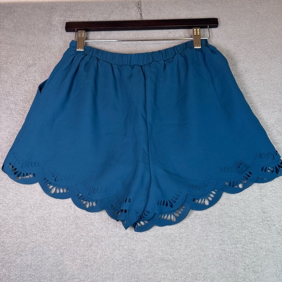 LC Lauren Conrad Teal High Waist Scalloped Shorts - Picture 11 of 16